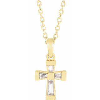 14K Yellow 1/10 CTW Natural Diamond Cross 16-18" Necklace 