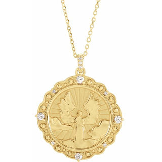 14K Yellow 1/6 CTW Natural Diamond Guardian Angel 16-18" Necklace 