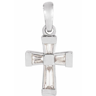 14K White 1/10 CTW Natural Diamond Cross Pendant