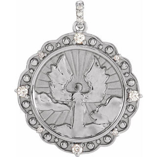 14K White 1/6 CTW Natural Diamond Guardian Angel Pendant