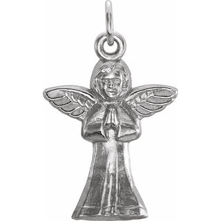 14K White Praying Angel Pendant