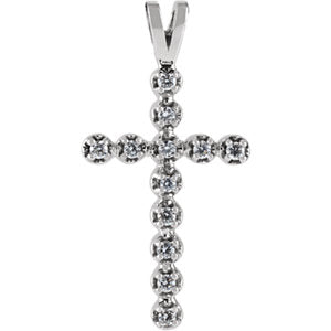 14K White .18 CTW Diamond Cross Pendant