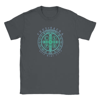 St. Benedict Medal Teal Gradient T-Shirt - view 6