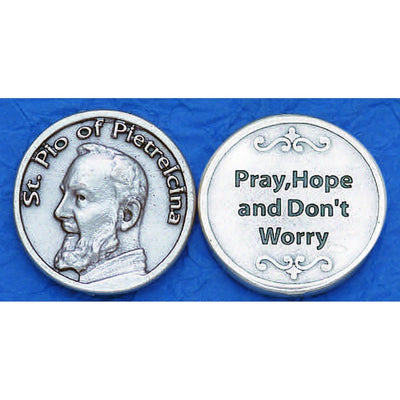 25-Pack - Religious Coin Token - Padre Pio- Pray Hope and Don't Worry
