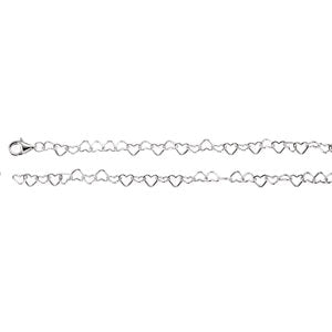 20-inch Heart Link Chain with Lobster Clasp - Sterling Silver