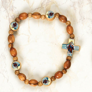 6-pack - St. Christopher - Italian Olive Wood Stretch Bracelets