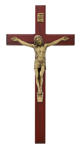 10-inch Beveled Cherry Stained Crucifix