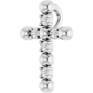 Platinum .07 CTW Natural Diamond Beaded Cross Pendant