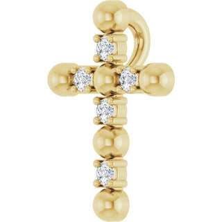 14K Yellow .07 CTW Natural Diamond Beaded Cross Pendant