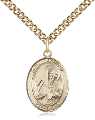 14kt Gold Filled Saint Andrew the Apostle Medal Religious Jewelry Engraved Catholic Saint Jewelry