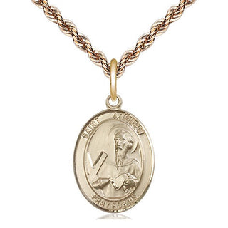 14kt Gold Saint Andrew the Apostle Medal Engraved Catholic Saint Jewelry