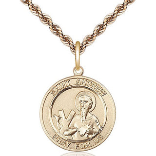 14kt Gold Filled Saint Andrew the Apostle Medal Religious Jewelry Engraved Catholic Saint Jewelry