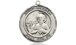Pewter Saint Andrew the Apostle Medal Engraved Catholic Saint Jewelry