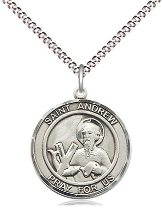 Sterling Silver Saint Andrew the Apostle Medal Religious Jewelry Engraved Catholic Saint Jewelry
