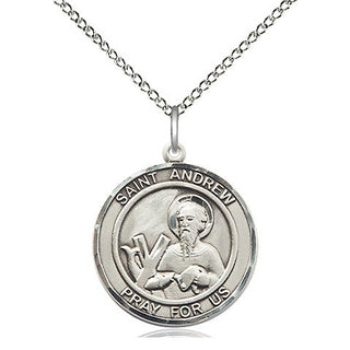 Sterling Silver Saint Andrew the Apostle Medal Religious Jewelry Engraved Catholic Saint Jewelry