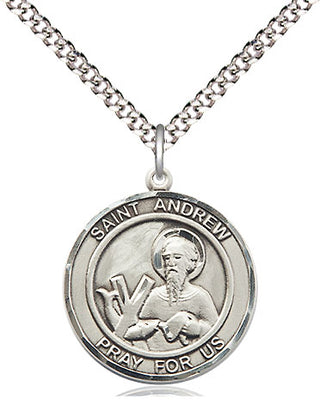 Sterling Silver Saint Andrew the Apostle Medal Religious Jewelry Engraved Catholic Saint Jewelry