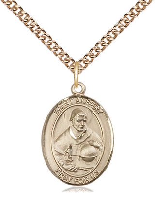 14kt Gold Filled Saint Albert the Great Medal Religious Jewelry Engraved Catholic Saint Jewelry
