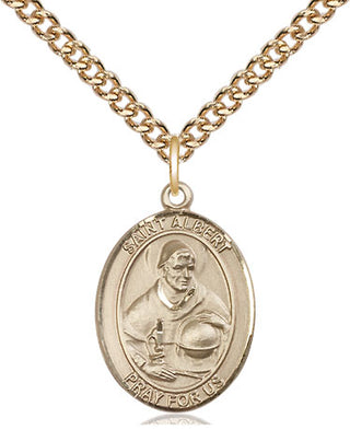 14kt Gold Filled Saint Albert the Great Medal Religious Jewelry Engraved Catholic Saint Jewelry