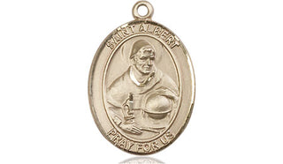 14kt Gold Saint Albert the Great Medal Engraved Catholic Saint Jewelry