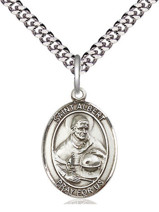 Sterling Silver Saint Albert the Great Medal Religious Jewelry Engraved Catholic Saint Jewelry