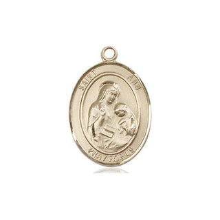 14kt Gold Filled Saint Ann Medal Engraved Catholic Saint Jewelry