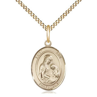 14kt Gold Filled Saint Ann Medal Religious Jewelry Engraved Catholic Saint Jewelry