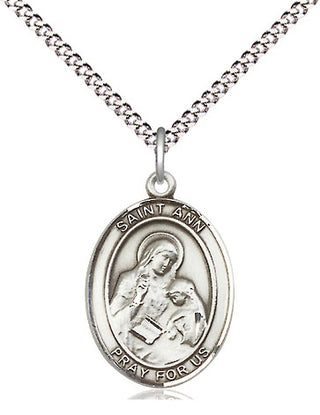 Pewter Saint Ann Medal Religious Jewelry Engraved Catholic Saint Jewelry