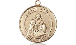 14kt Gold Filled Saint Ann Medal Engraved Catholic Saint Jewelry