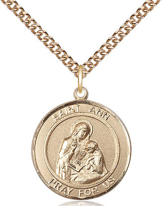 14kt Gold Filled Saint Ann Medal Religious Jewelry Engraved Catholic Saint Jewelry