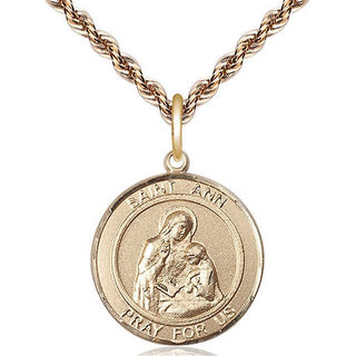 14kt Gold Filled Saint Ann Medal Religious Jewelry Engraved Catholic Saint Jewelry