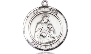 Pewter Saint Ann Medal Engraved Catholic Saint Jewelry