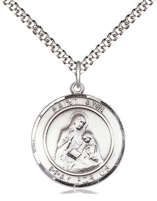 Pewter Saint Ann Medal Religious Jewelry Engraved Catholic Saint Jewelry