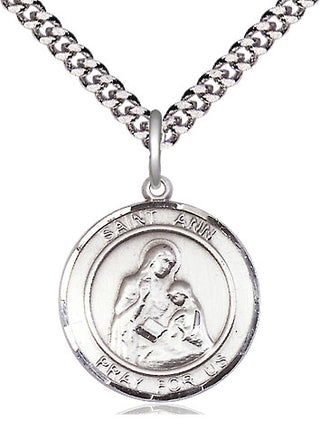 Pewter Saint Ann Medal Religious Jewelry Engraved Catholic Saint Jewelry