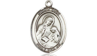 Sterling Silver Saint Ann Medal Religious Jewelry Engraved Catholic Saint Jewelry