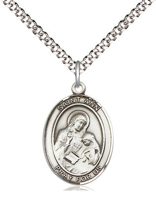 Sterling Silver Saint Ann Medal Religious Jewelry Engraved Catholic Saint Jewelry