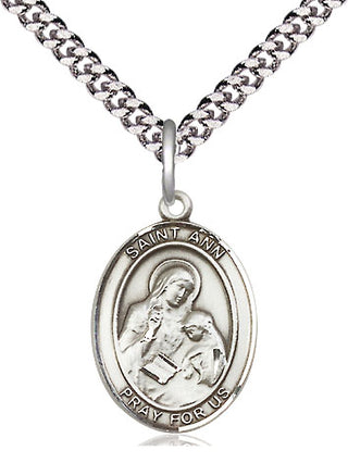 Sterling Silver Saint Ann Medal Religious Jewelry Engraved Catholic Saint Jewelry