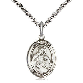 Sterling Silver Saint Ann Medal Religious Jewelry Engraved Catholic Saint Jewelry