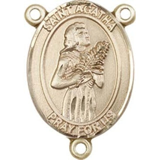 14kt Gold Saint Agatha Rosary Center Rosary Center Engraved Catholic Saint Jewelry