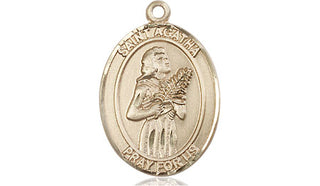 14kt Gold Saint Agatha Medal Engraved Catholic Saint Jewelry
