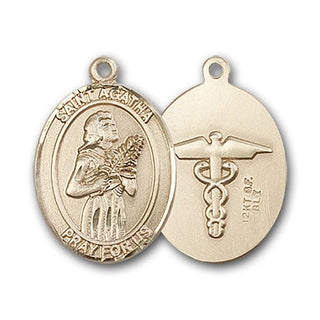 14K Gold Saint Agatha Nurse Pendant