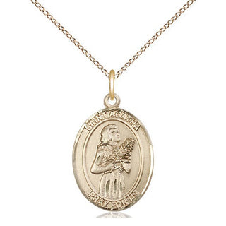 14kt Gold Saint Agatha Medal Engraved Catholic Saint Jewelry