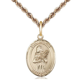 14kt Gold Saint Agatha Medal Engraved Catholic Saint Jewelry