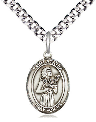 Pewter Saint Agatha Medal Religious Jewelry Engraved Catholic Saint Jewelry