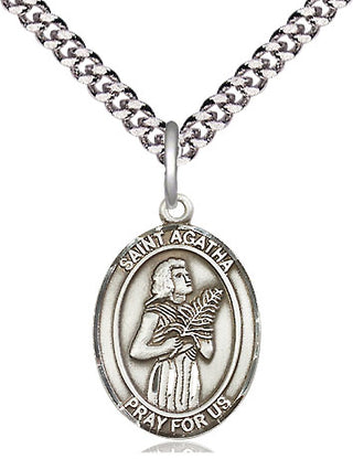 Pewter Saint Agatha Medal Religious Jewelry Engraved Catholic Saint Jewelry