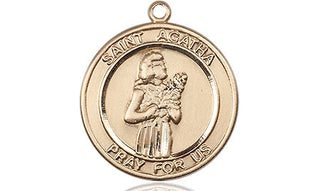 14kt Gold Filled Saint Agatha Medal Engraved Catholic Saint Jewelry