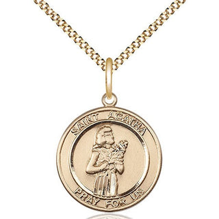 14kt Gold Filled Saint Agatha Medal Religious Jewelry Engraved Catholic Saint Jewelry
