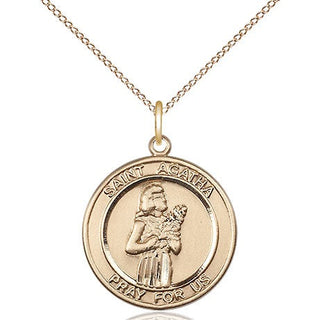 14kt Gold Filled Saint Agatha Medal Religious Jewelry Engraved Catholic Saint Jewelry