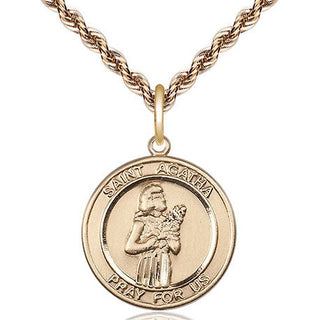 14kt Gold Filled Saint Agatha Medal Religious Jewelry Engraved Catholic Saint Jewelry