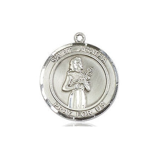 Pewter Saint Agatha Medal Engraved Catholic Saint Jewelry