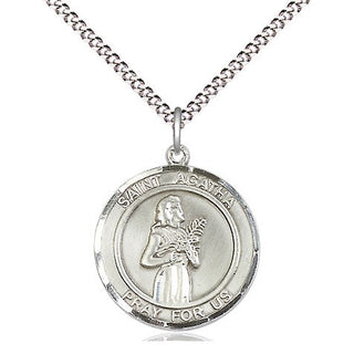 Pewter Saint Agatha Medal Religious Jewelry Engraved Catholic Saint Jewelry